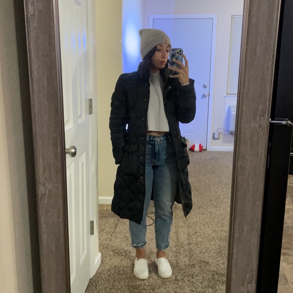 North face midi black puffer coat